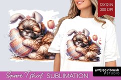 Easter Dog Square Tshirt Background - Cute Puppy PNG Product Image 1