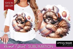 Easter Dog Round Tshirt Background - Cute Puppy PNG Product Image 1