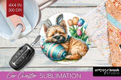 Easter Dog Car Coaster - Cute Puppy Coaster PNG Sublimation Product Image 1