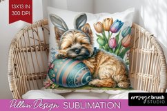 Easter Dog Pillow Sublimation - Cute Puppy Pillow Cover PNG Product Image 1