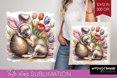 Easter Dog Tote Bag - Cute Puppy Tote Bag PNG Sublimation Product Image 1