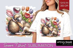 Easter Dog Square Tshirt Background - Cute Puppy PNG Product Image 1