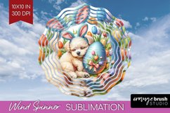 Easter Dog Wind Spinner Sublimation PNG - Cute Puppy Round Product Image 1