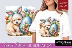 Easter Dog Square Tshirt Background - Cute Puppy PNG Product Image 1