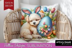 Easter Dog Pillow Sublimation - Cute Puppy Pillow Cover PNG Product Image 1