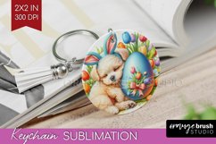 Easter Dog Keychain PNG - Cute Puppy Keychain Sublimation Product Image 1