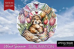 Easter Dog Wind Spinner Sublimation PNG - Cute Puppy Round Product Image 1
