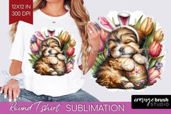 Easter Dog Round Tshirt Background - Cute Puppy PNG Product Image 1