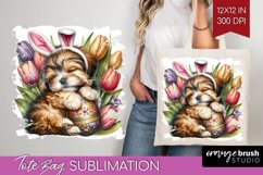 Easter Dog Tote Bag - Cute Puppy Tote Bag PNG Sublimation Product Image 1