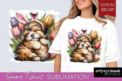Easter Dog Square Tshirt Background - Cute Puppy PNG Product Image 1