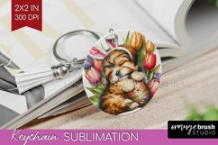 Easter Dog Keychain PNG - Cute Puppy Keychain Sublimation Product Image 1