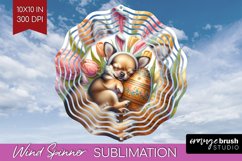 Easter Dog Wind Spinner Sublimation PNG - Cute Puppy Round Product Image 1