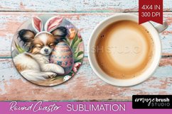 Easter Dog Round Coaster - Cute Puppy Coaster PNG Product Image 1