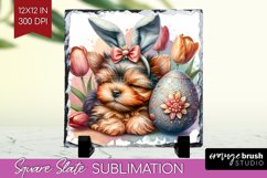 Easter Dog Slate PNG - Cute Puppy Square Slate Sublimation Product Image 1