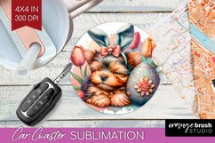 Easter Dog Car Coaster - Cute Puppy Coaster PNG Sublimation Product Image 1