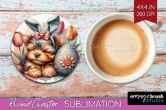 Easter Dog Round Coaster - Cute Puppy Coaster PNG Product Image 1