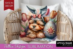 Easter Dog Pillow Sublimation - Cute Puppy Pillow Cover PNG Product Image 1