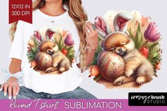 Easter Dog Round Tshirt Background - Cute Puppy PNG Product Image 1