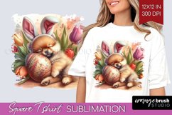 Easter Dog Square Tshirt Background - Cute Puppy PNG Product Image 1