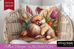 Easter Dog Pillow Sublimation - Cute Puppy Pillow Cover PNG Product Image 1