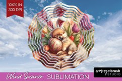 Easter Dog Wind Spinner Sublimation PNG - Cute Puppy Round Product Image 1