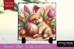 Easter Dog Slate PNG - Cute Puppy Square Slate Sublimation Product Image 1