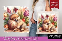 Easter Dog Tote Bag - Cute Puppy Tote Bag PNG Sublimation Product Image 1