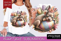 Easter Dog Round Tshirt Background - Cute Puppy PNG Product Image 1