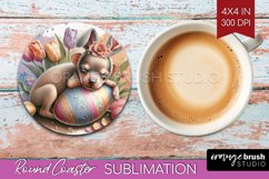Easter Dog Round Coaster - Cute Puppy Coaster PNG Product Image 1