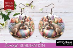 Easter Dog Round Earrings - Cute Puppy PNG Sublimation Product Image 1