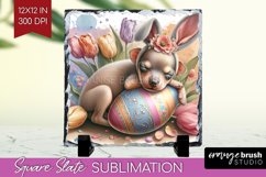 Easter Dog Slate PNG - Cute Puppy Square Slate Sublimation Product Image 1