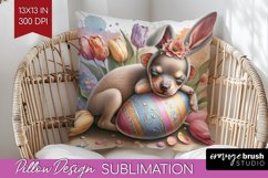 Easter Dog Pillow Sublimation - Cute Puppy Pillow Cover PNG Product Image 1