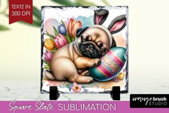 Easter Dog Slate PNG - Cute Puppy Square Slate Sublimation Product Image 1