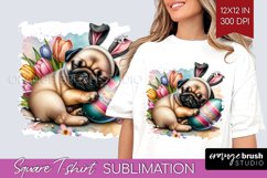 Easter Dog Square Tshirt Background - Cute Puppy PNG Product Image 1