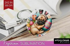 Easter Dog Keychain PNG - Cute Puppy Keychain Sublimation Product Image 1