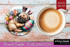 Easter Dog Round Coaster - Cute Puppy Coaster PNG Product Image 1