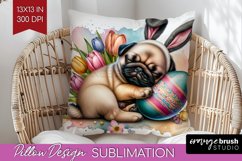 Easter Dog Pillow Sublimation - Cute Puppy Pillow Cover PNG Product Image 1