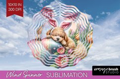 Easter Dog Wind Spinner Sublimation PNG - Cute Puppy Round Product Image 1