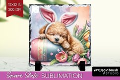 Easter Dog Slate PNG - Cute Puppy Square Slate Sublimation Product Image 1