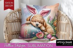 Easter Dog Pillow Sublimation - Cute Puppy Pillow Cover PNG Product Image 1