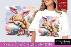 Easter Dog Square Tshirt Background - Cute Puppy PNG Product Image 1