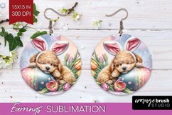 Easter Dog Round Earrings - Cute Puppy PNG Sublimation Product Image 1