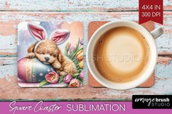Easter Dog Square Coaster - Cute Puppy Coaster PNG Product Image 1