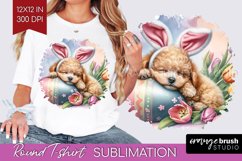Easter Dog Round Tshirt Background - Cute Puppy PNG Product Image 1