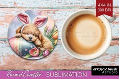 Easter Dog Round Coaster - Cute Puppy Coaster PNG Product Image 1