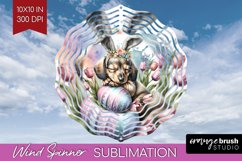 Easter Dog Wind Spinner Sublimation PNG - Cute Puppy Round Product Image 1