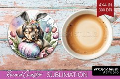 Easter Dog Round Coaster - Cute Puppy Coaster PNG Product Image 1