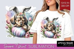 Easter Dog Square Tshirt Background - Cute Puppy PNG Product Image 1