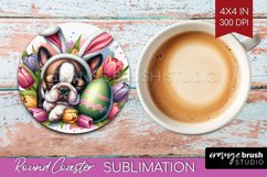 Easter Dog Round Coaster - Cute Puppy Coaster PNG Product Image 1