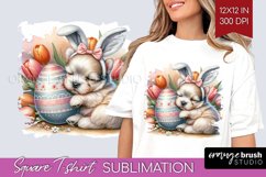 Easter Dog Square Tshirt Background - Cute Puppy PNG Product Image 1